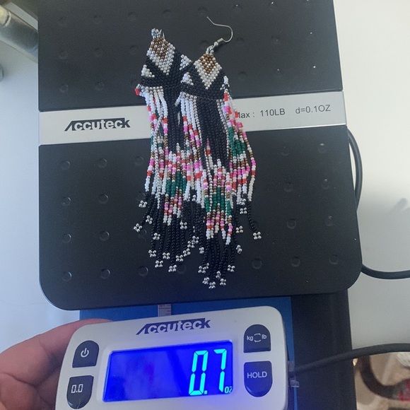 Handmade Long Beaded Tassel Earrings Large Native Bohemian - Picture 6 of 6